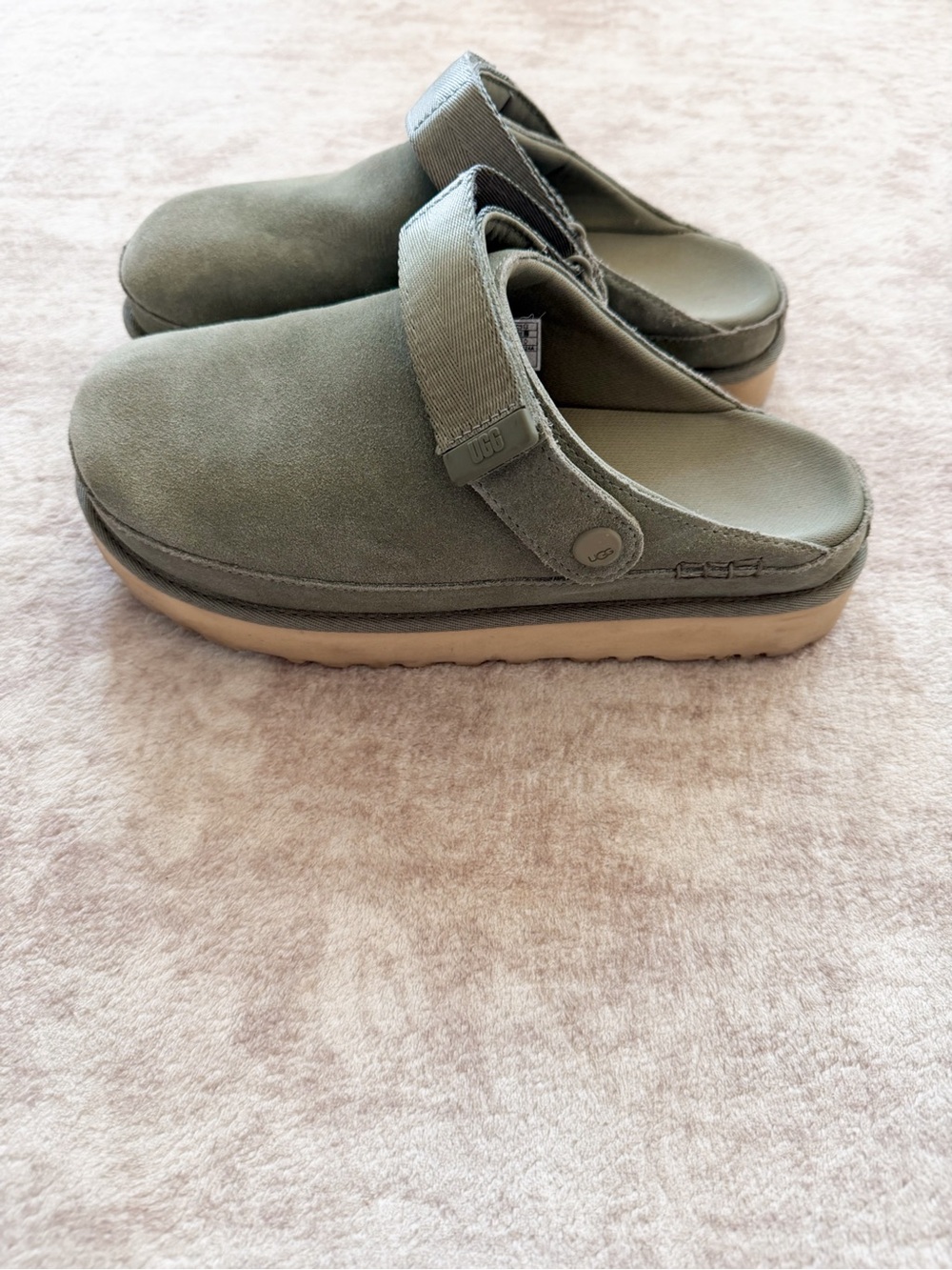 UGG Goldenstar Women’s Moss Green Suede Clogs - Picture 3 of 8